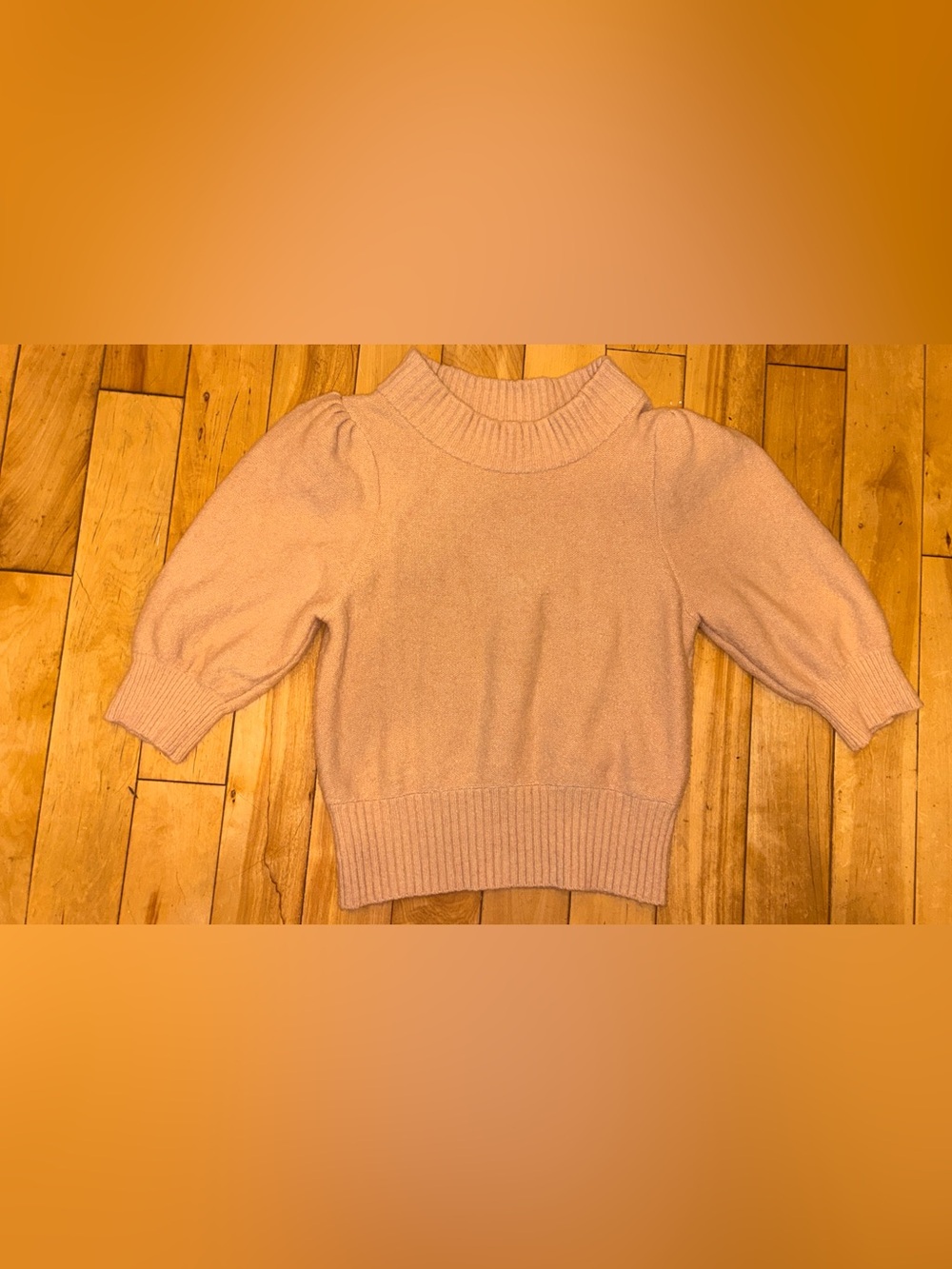 Free People Blush Pink Puff Sleeve mockneck Sweater wool blend like new. Sz M